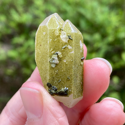 Lime Epidote on Quartz, Turkey