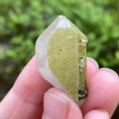 Lime Epidote on Quartz, Turkey