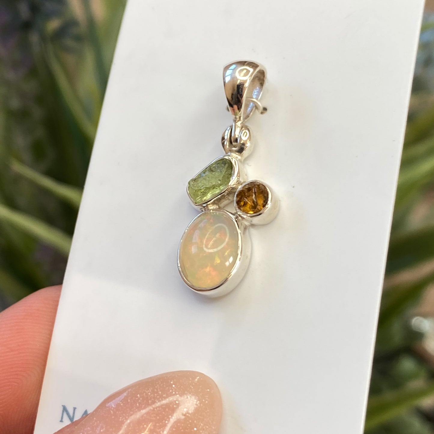 Ethiopian Opal, Peridot and Citrine Pendant, .925 Sterling