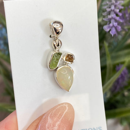 Ethiopian Opal, Peridot and Citrine Pendant, .925 Sterling