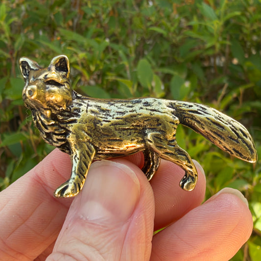 Fox Figurine, Solid Brass Spirit Animal