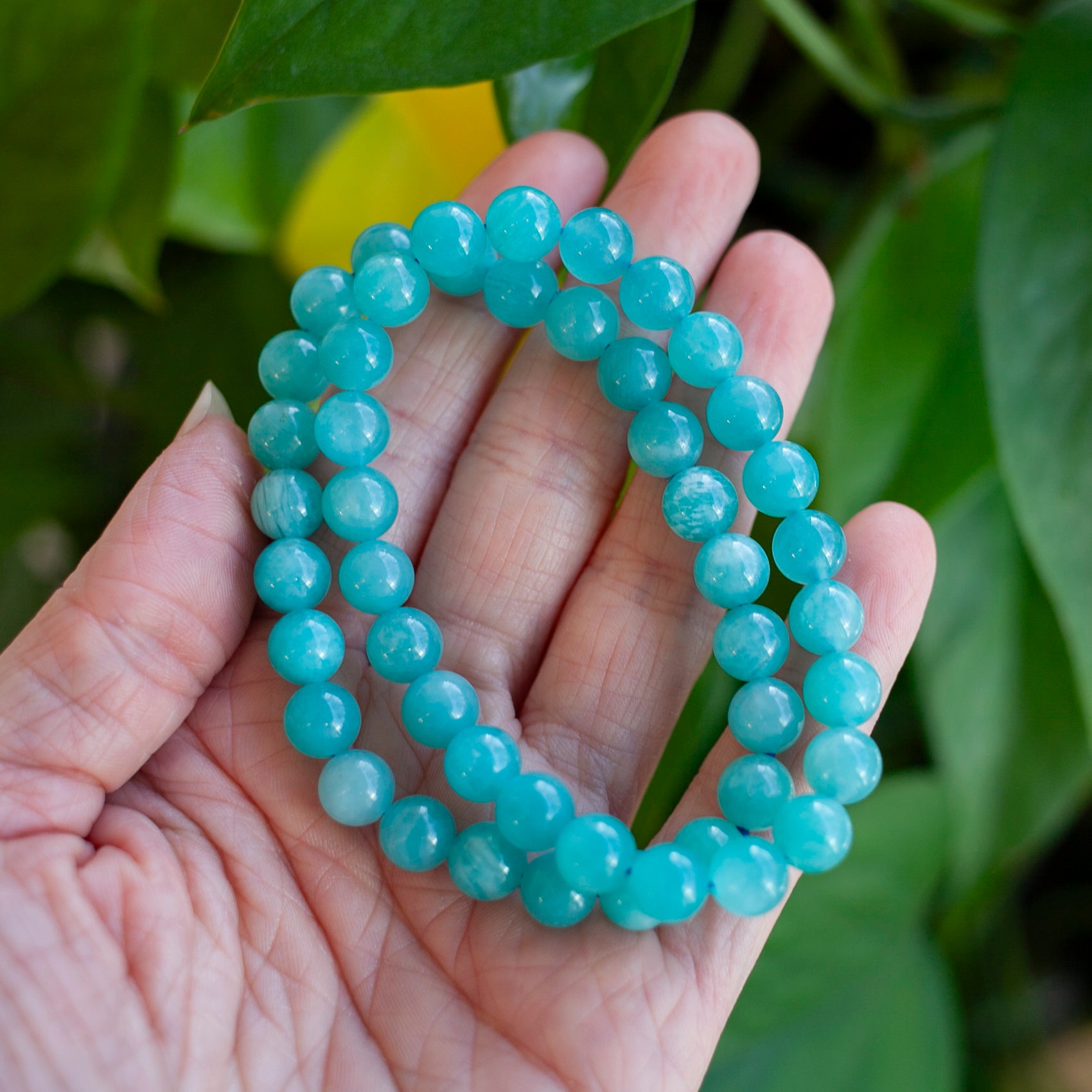 NATURAL AMAZONITE BEADED Bracelet Jewelry 92Ct High Quality 7Inches Length Cabochon Ball Beads Green Amazonite selling Bracelet Gemstone 8x8/8x8MM