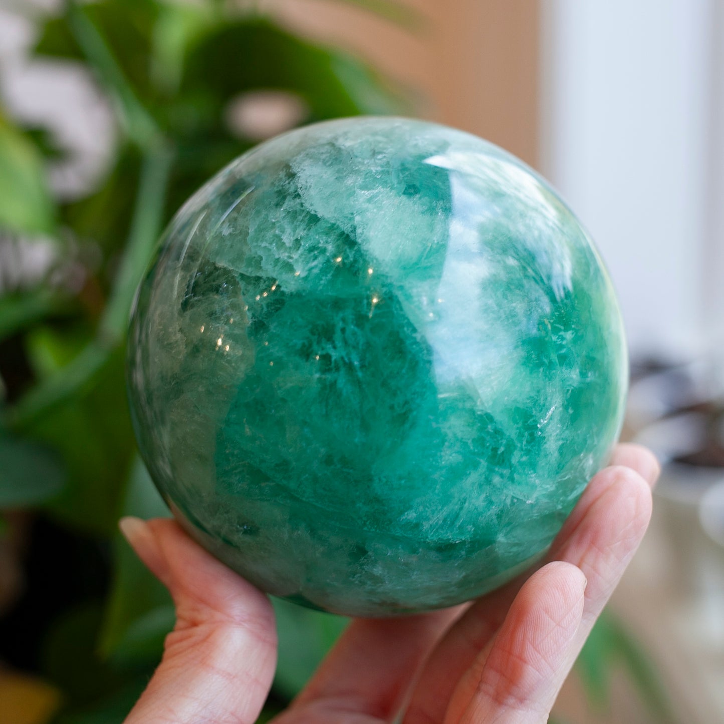 Green Fluorite Sphere, 92mm