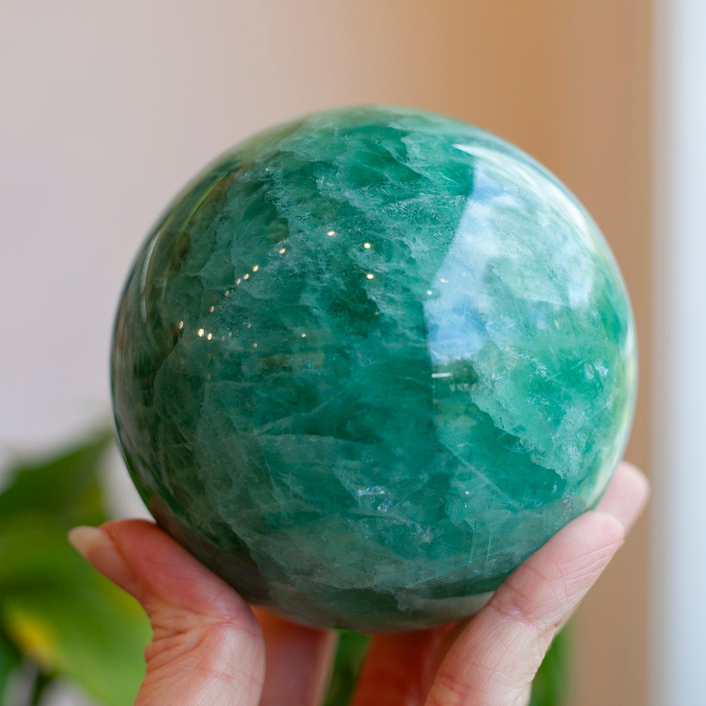 Green Fluorite Sphere, 92mm