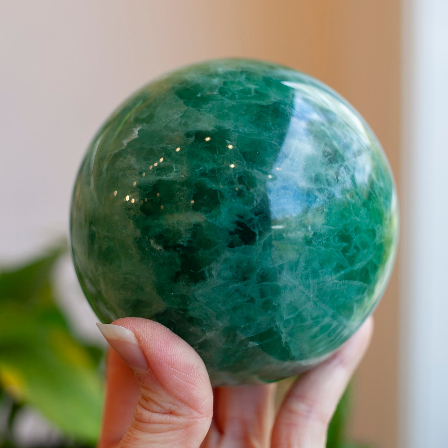 Green Fluorite Sphere, 92mm