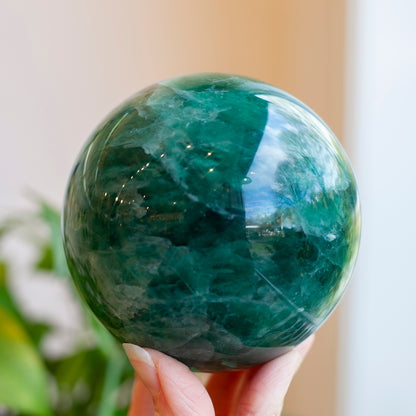 Green Fluorite Sphere, 89mm