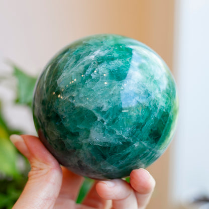 Green Fluorite Sphere, 89mm