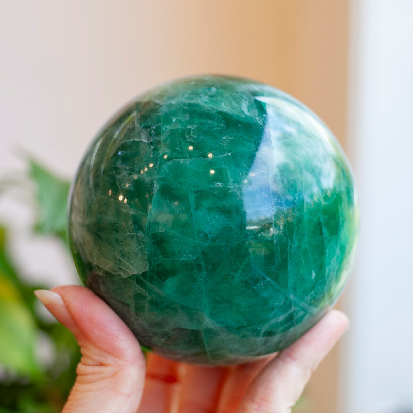 Green Fluorite Sphere, 89mm