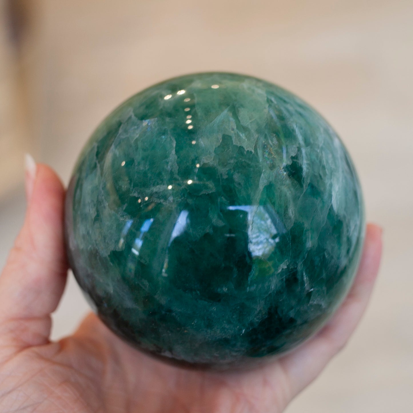 Green Fluorite Sphere, 89mm