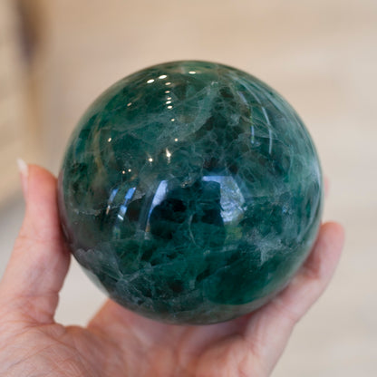 Green Fluorite Sphere, 89mm