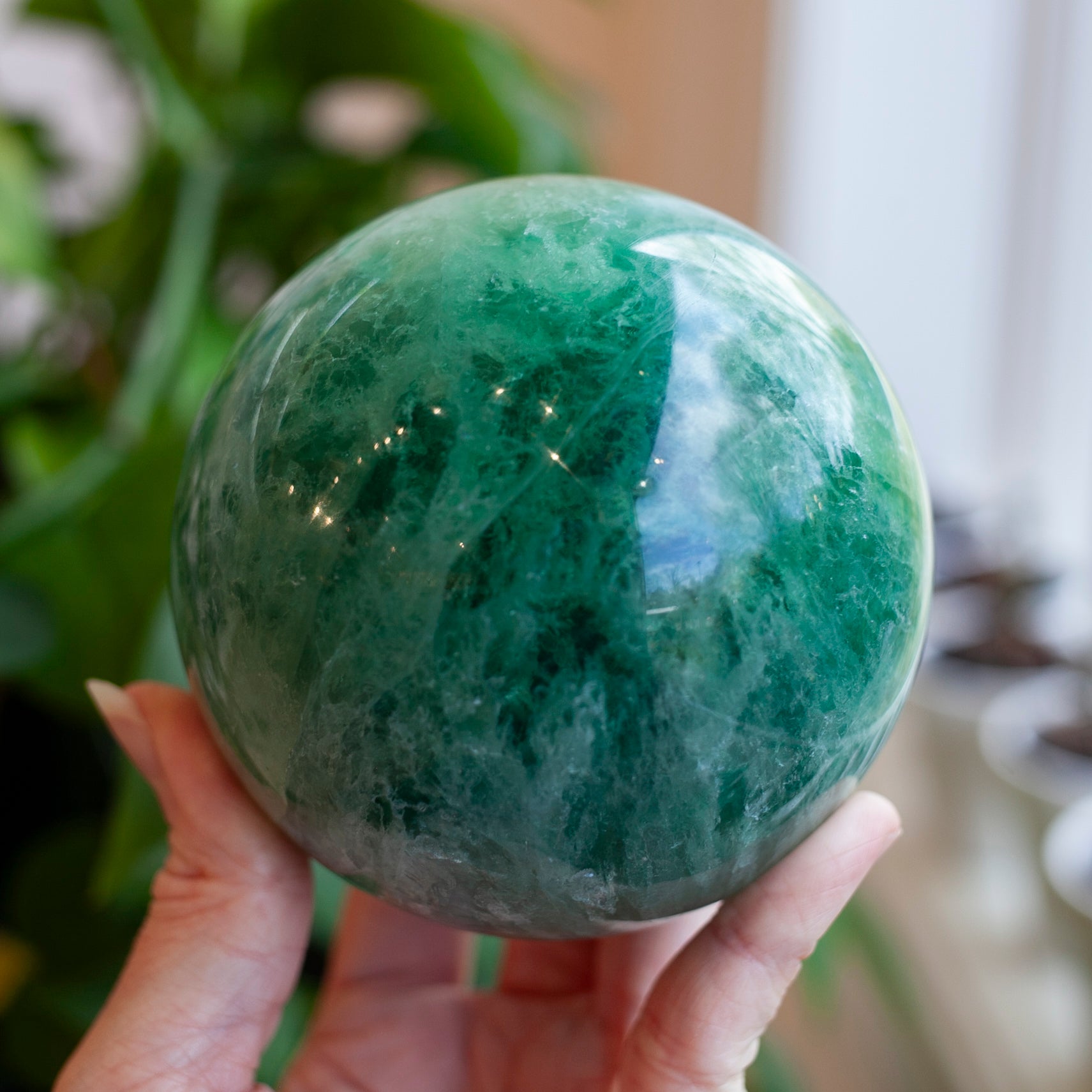 GreenFluoriteSphere,92mm