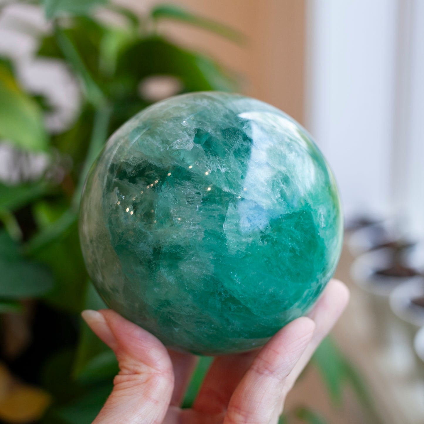 Green Fluorite Sphere, 92mm