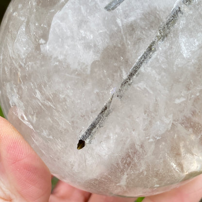 Green Rutile in Quartz Sphere, Diamantina, 3.5in