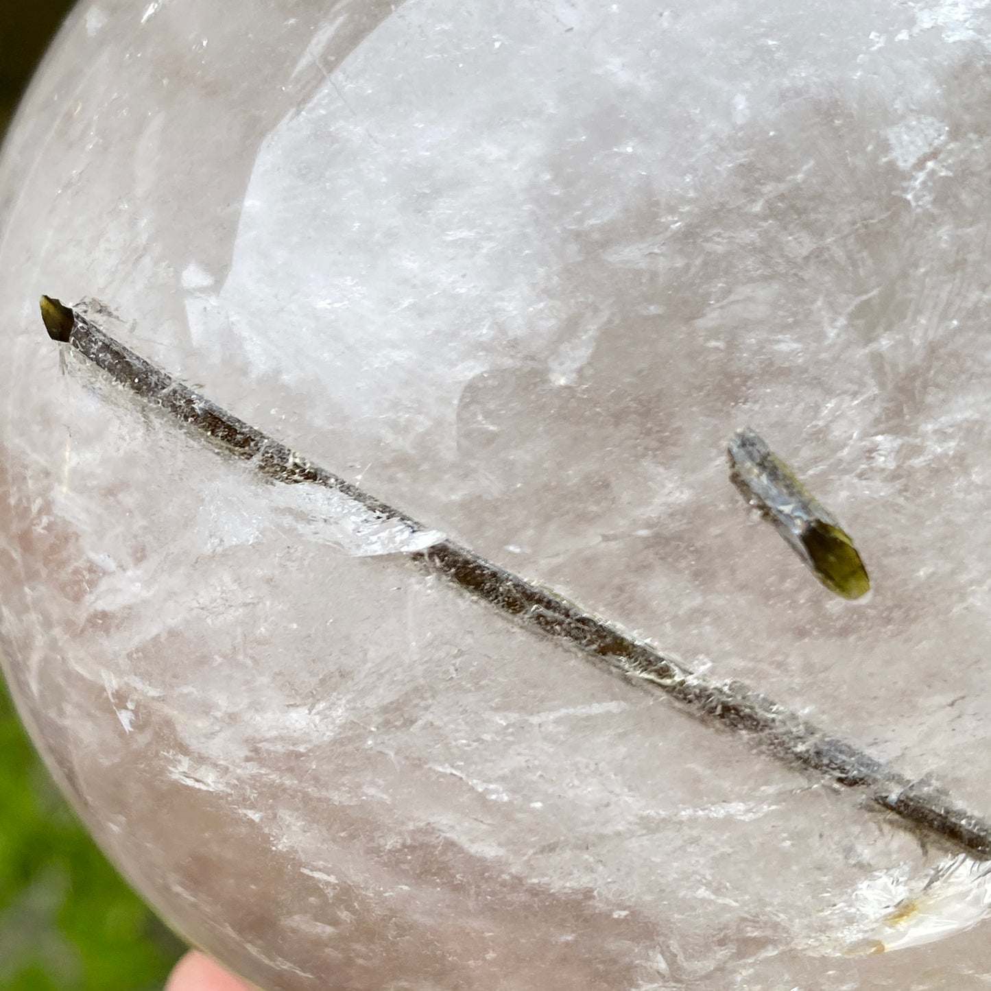 Green Rutile in Quartz Sphere, Diamantina, 3.5in