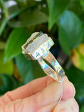Raw Green Tourmaline Ring, Size 6, Sterling Silver