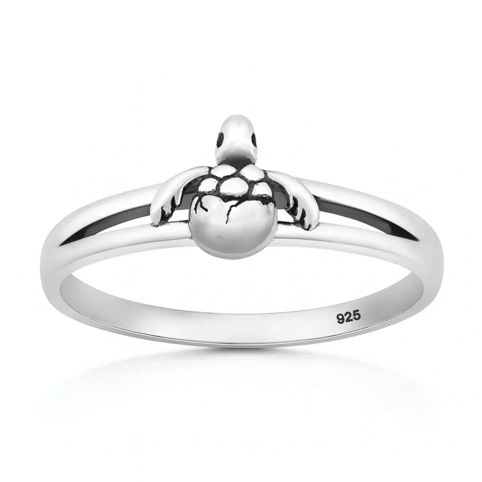 Hatching Turtle Ring, Solid .925 Silver