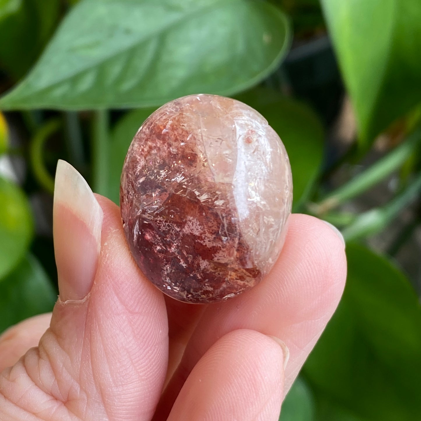 Fire Quartz Tumbled Stone, Red Hematoid Quartz