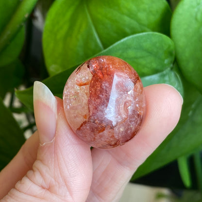 Fire Quartz Tumbled Stone, Red Hematoid Quartz