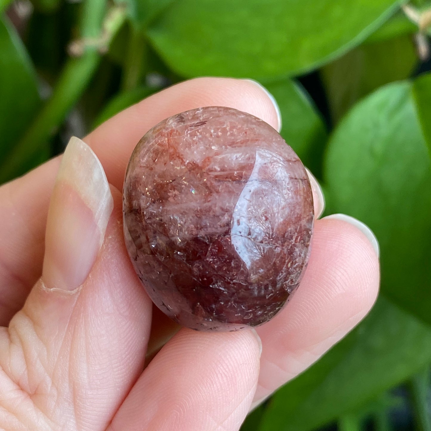 Fire Quartz Tumbled Stone, Red Hematoid Quartz