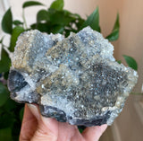 Color Changing Nigerian Fluorite, UV and Daylight Reactive, With Quartz and Pyrite