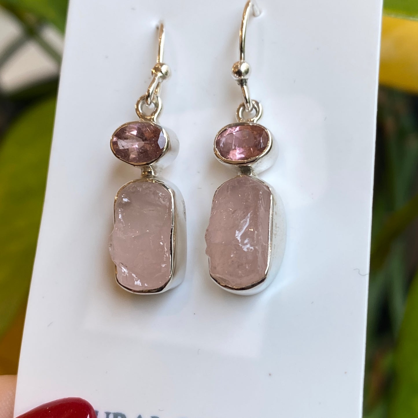 Rose Quartz Earrings, .925 Sterling Silver