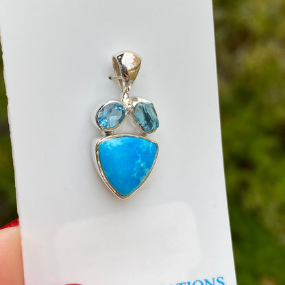 Turquoise, Topaz Pendant .925 Sterling Silver