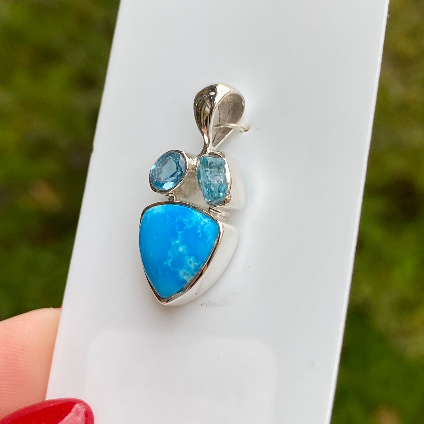 Turquoise, Topaz Pendant .925 Sterling Silver