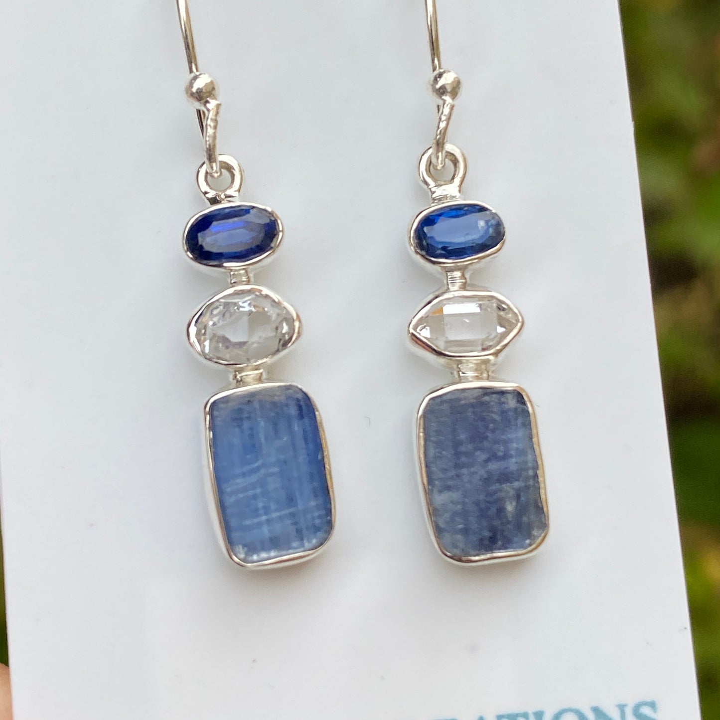 Kyanite, Herkimer Diamond Earrings .925 Sterling Silver