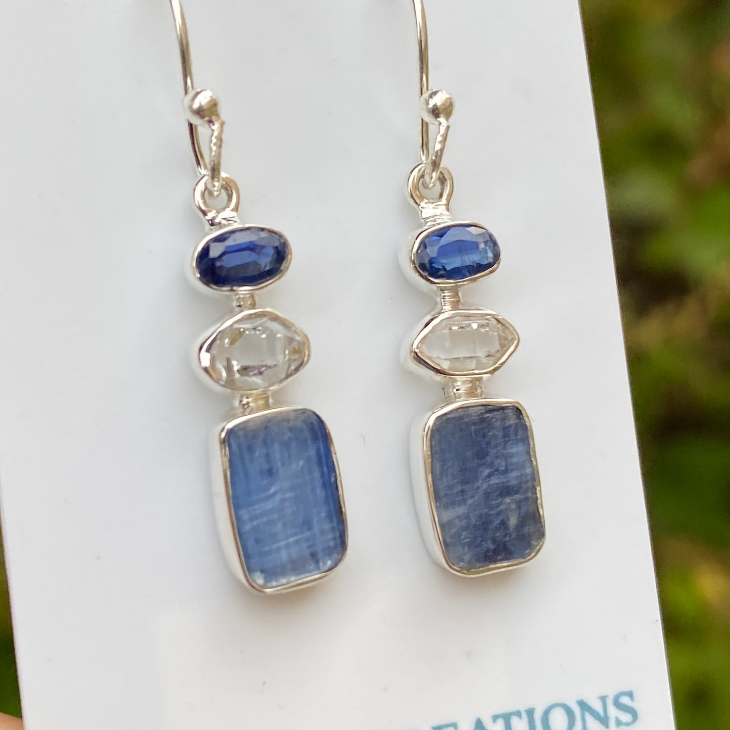 Kyanite, Herkimer Diamond Earrings .925 Sterling Silver