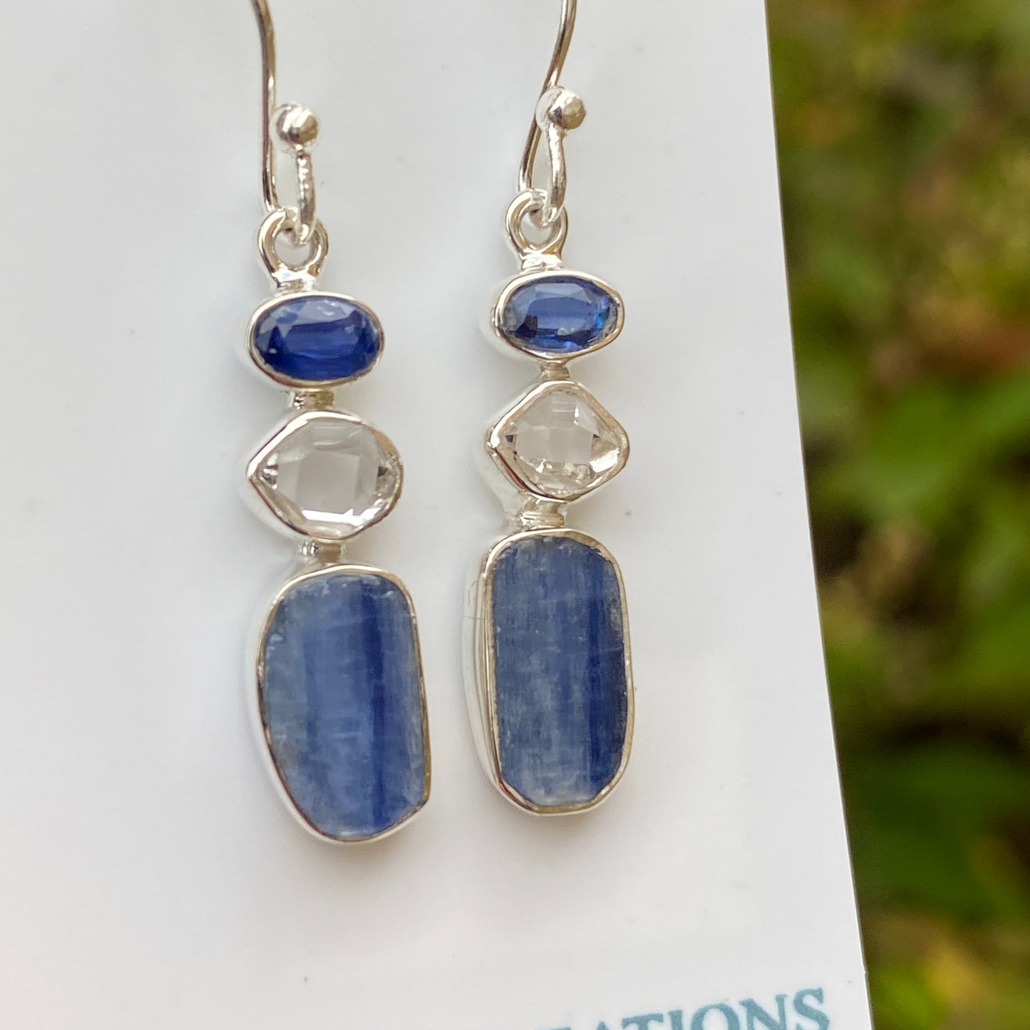 Kyanite, Herkimer Diamond Earrings .925 Sterling Silver