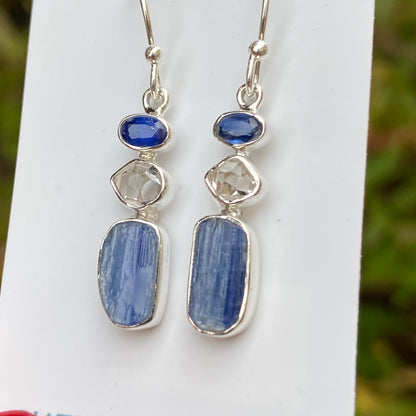 Kyanite, Herkimer Diamond Earrings .925 Sterling Silver