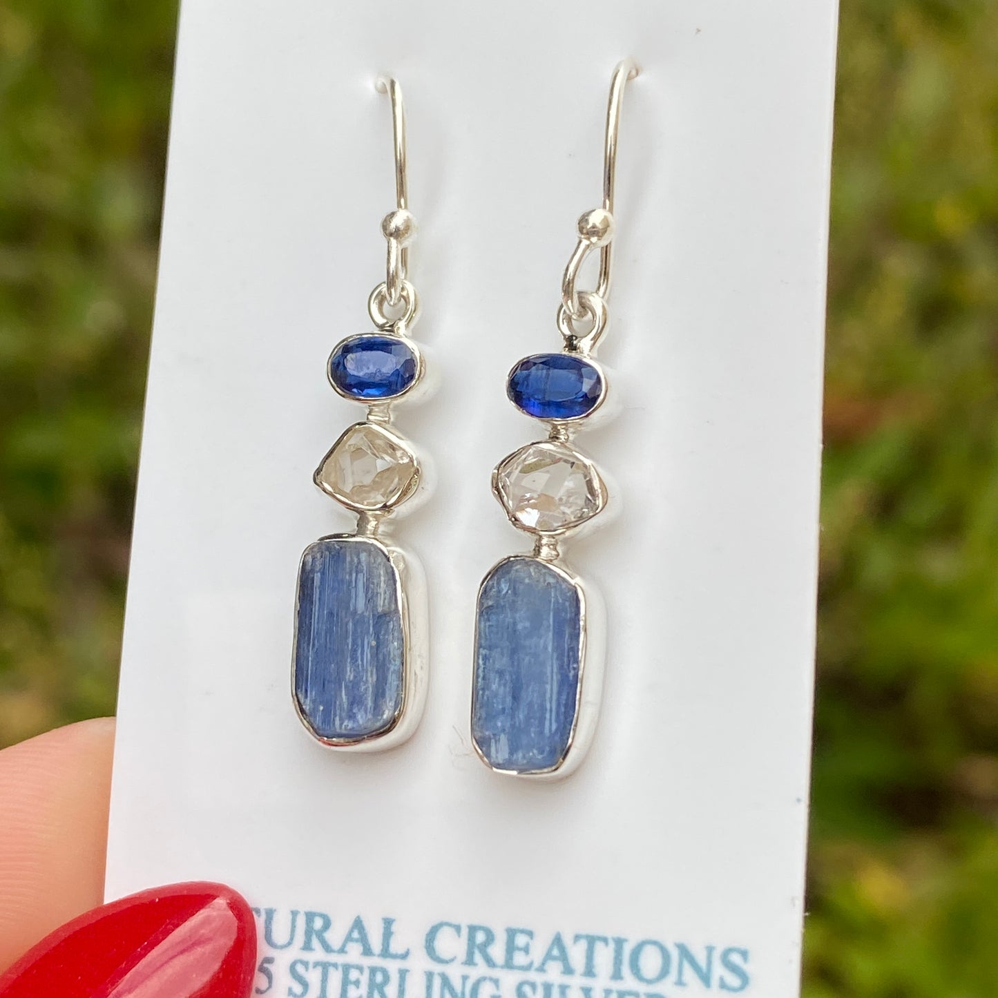 Kyanite, Herkimer Diamond Earrings .925 Sterling Silver