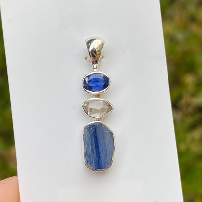 Kyanite, Herkimer Diamond Pendant .925 Sterling Silver