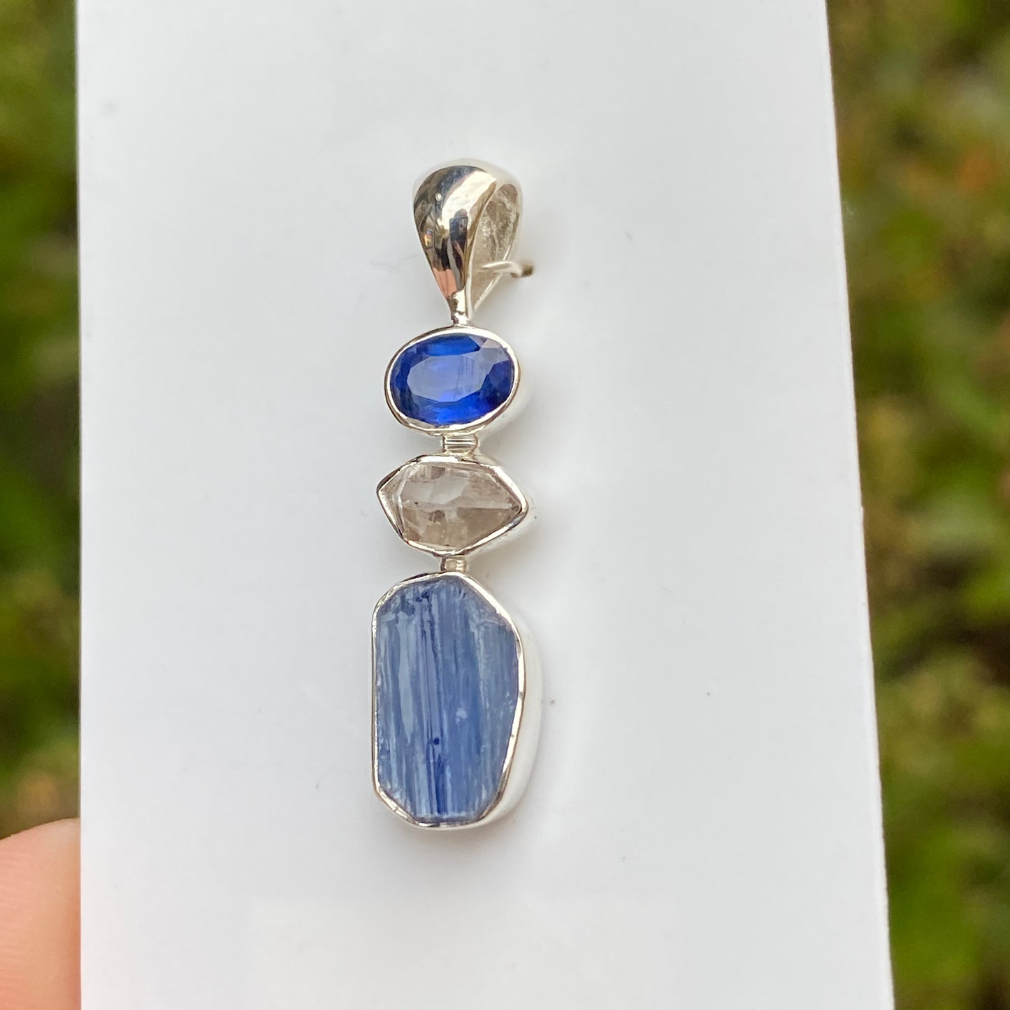 Kyanite, Herkimer Diamond Pendant .925 Sterling Silver