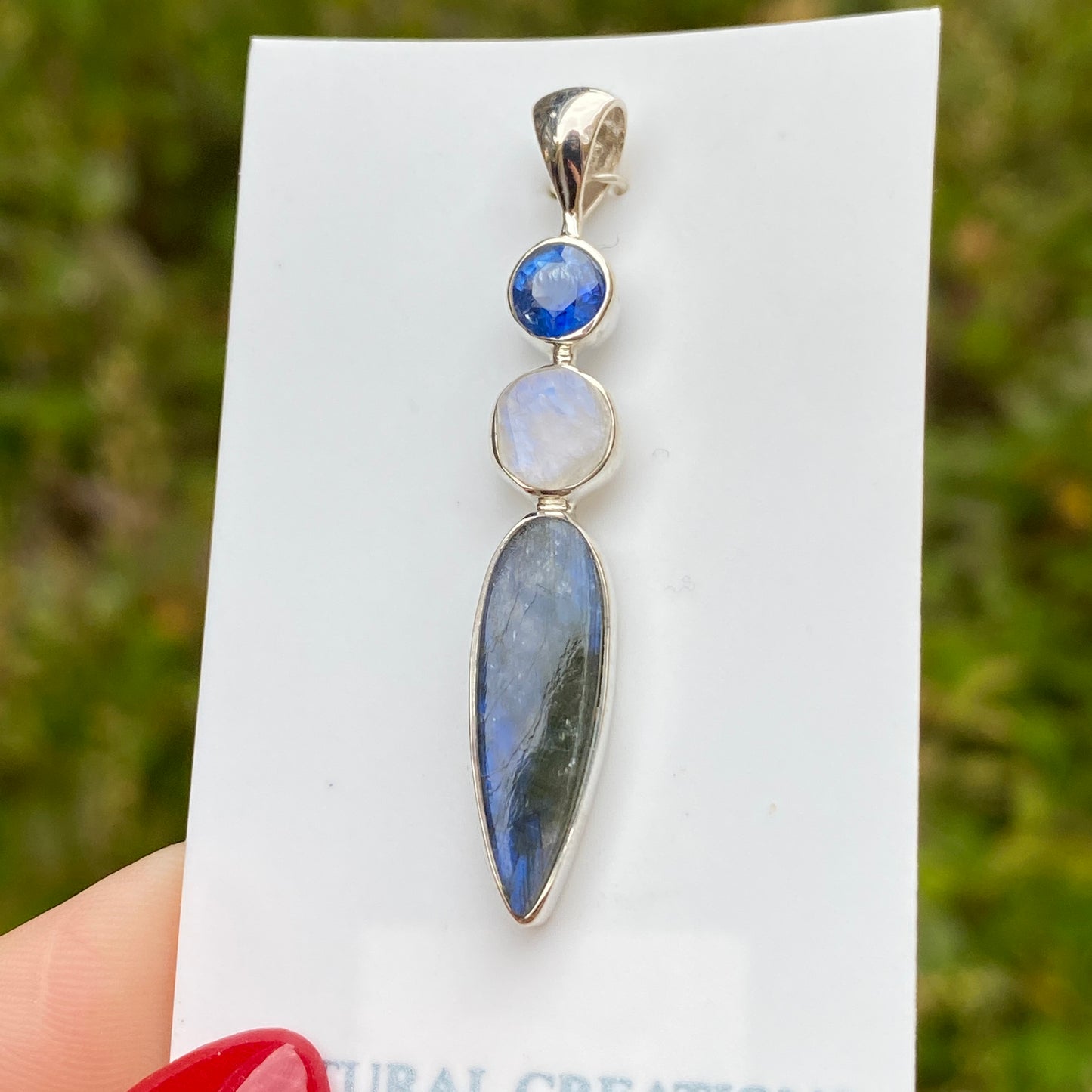 Labradorite, Moonstone, Kyanite Pendant .925 Sterling Silver