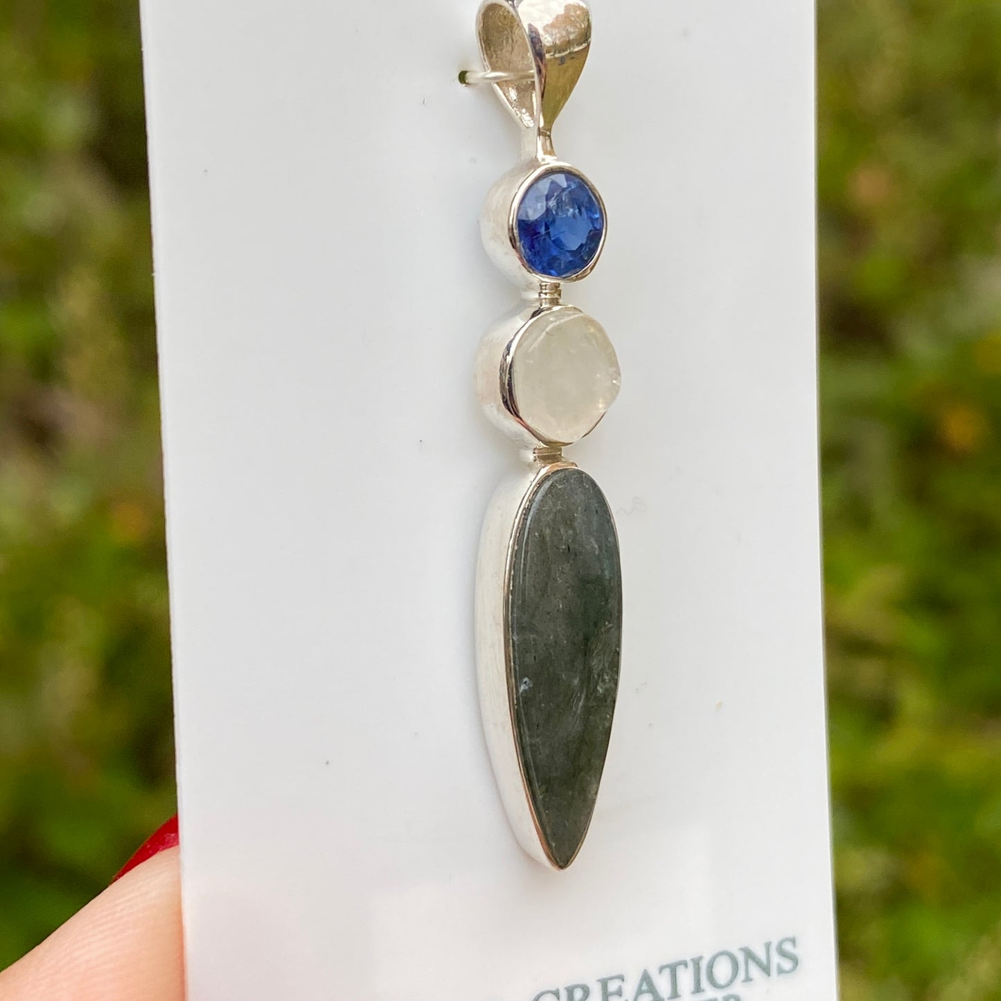 Labradorite, Moonstone, Kyanite Pendant .925 Sterling Silver