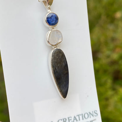 Labradorite, Moonstone, Kyanite Pendant .925 Sterling Silver