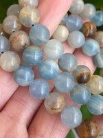 Aquatine Calcite Bracelet, Blue Calcite, Onyx