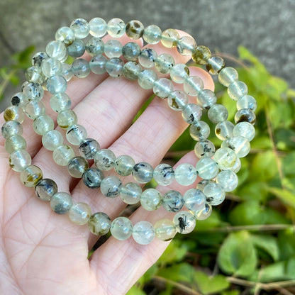 Prehnite with Epidote Bracelet, 6mm