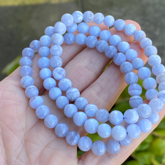 Blue Lace Agate Bracelet, 6mm