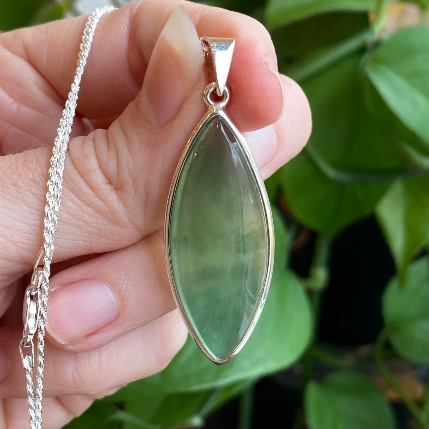 Jade Pendant, Sterling Silver