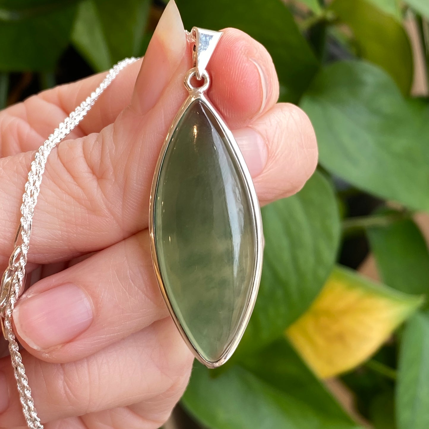 Jade Pendant, Sterling Silver