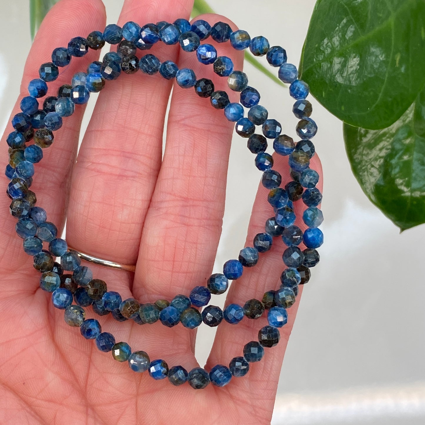 Kyanite Bracelet, 4mm Faceted Bead