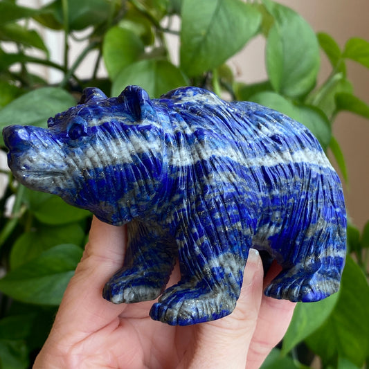 Lapis Lazuli Bear Carving