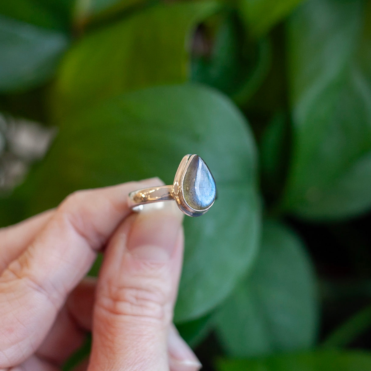 Labradorite Ring, Sterling Silver, Size 9