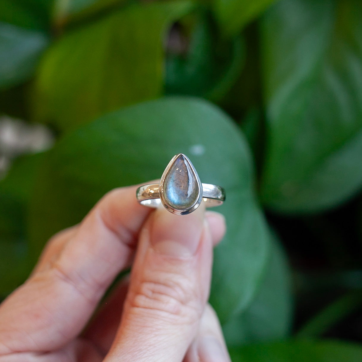 Labradorite Ring, Sterling Silver, Size 9