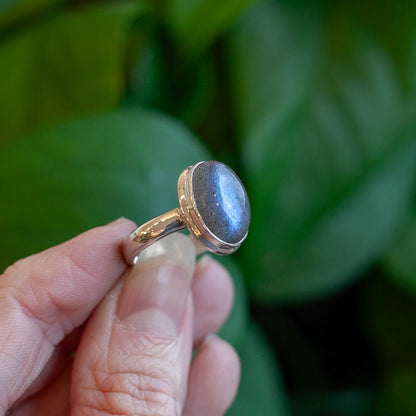 Labradorite Ring, Sterling Silver, Size 7