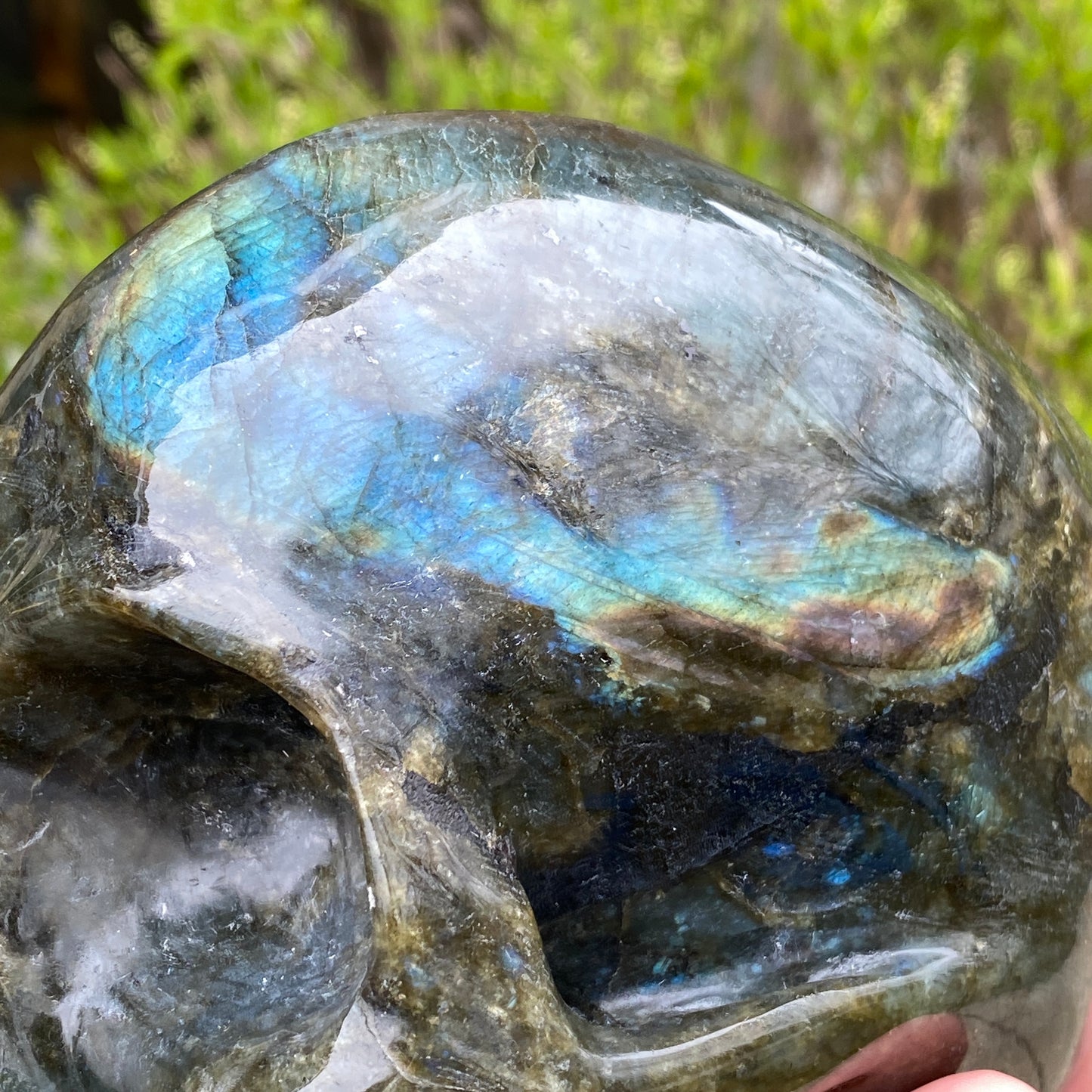 Large Labradorite Skull, Hand-Carved, 6in