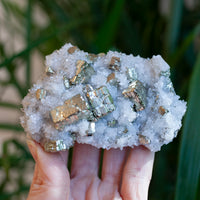 Unusual Self Healed Pyrite Cluster in Quartz, Daye Mine