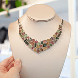 One of a Kind Raw Tourmaline Crystal Bib Necklace